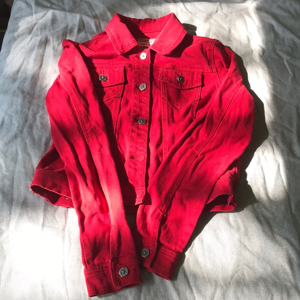 Hot Kiss Red Jean Jacket